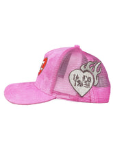 Load image into Gallery viewer, Cartez Suede “Pink Rich At Heart” Trucker Hat
