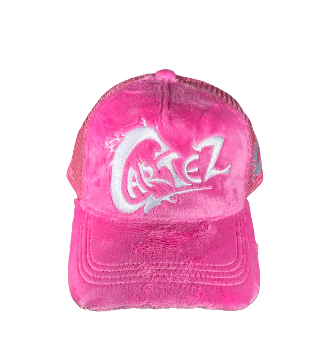 Cartez Cozy Trucker Hat “Pink & White”