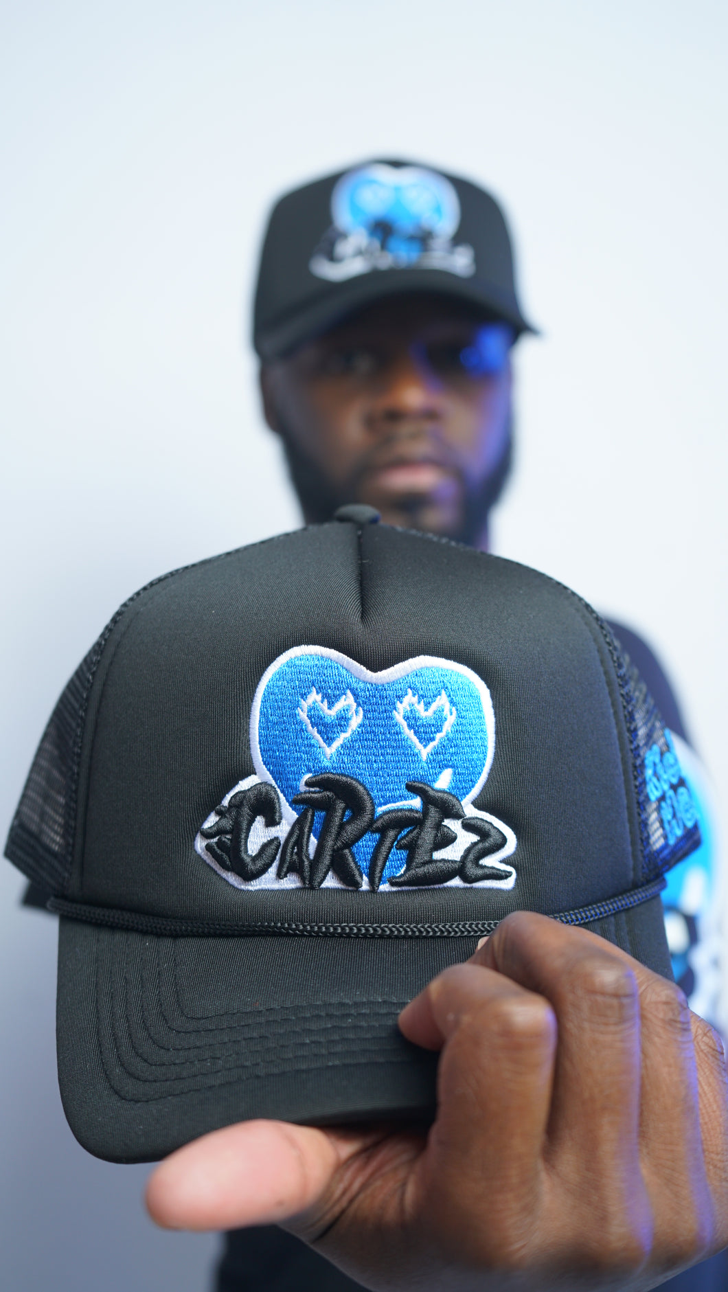 Cartez Foam Trucker Hat “Blue/ Black”